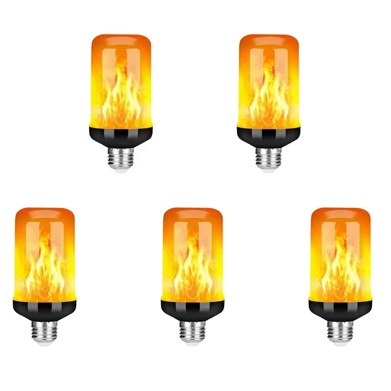A19F-5X LED Flame Effect Light Bulb E27,Decorative Flickering Realistic Fire Lights Bulb,Festival Decoration Lamp,Black-B