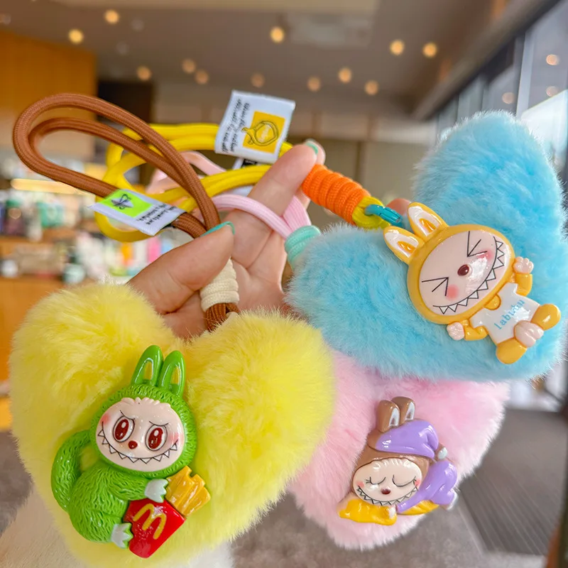 

labubu new cute cartoon toy pendant keychain girls schoolbag accessories pendant gift kawaii backpacks