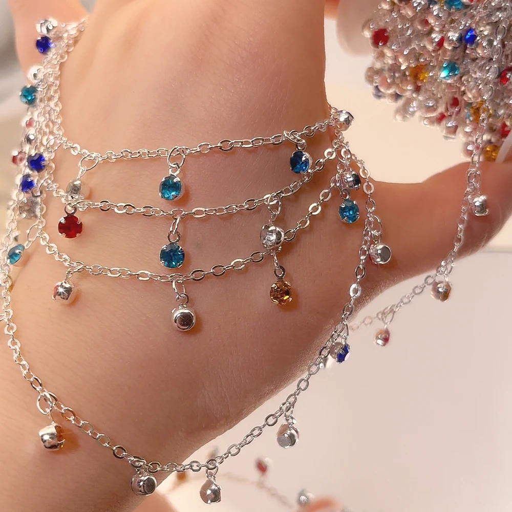 

New Hot Selling Pink Purple Blue Red White Rhinestone Chain Matel Chain Plating For DIY Women Necklace Jewelry Making Supplies