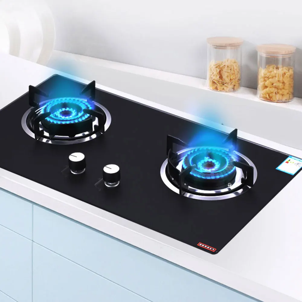 Household Built in Gas Stove Dual-purpose Cooktop  Cooker Natural gas liquefied Tempered Glass Double Hob