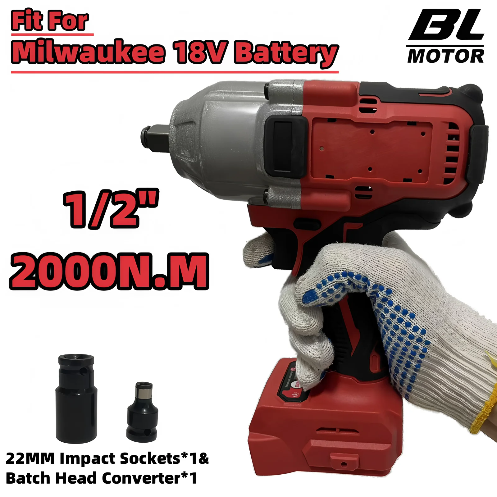 2000N.M Brushless Impact Wrench High Torque 1/2