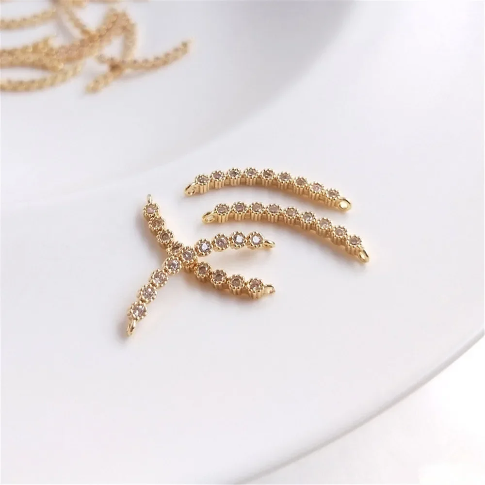 

14K Gold Semicircle double hole C shaped connecting rod pendant DIY handmade earpiece bracelet necklace accessories