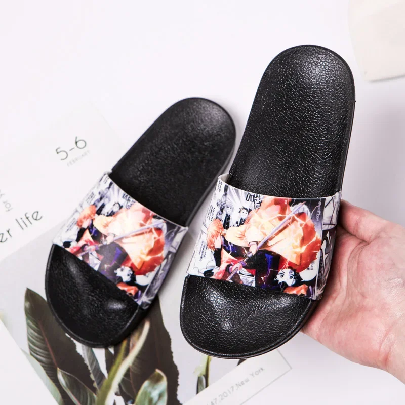 

Anime Demon Tanjiro Slippers for Couples in Summer Wearing Non Slip Loose Comfortable Sandals Around The Perimeter Home Slippers