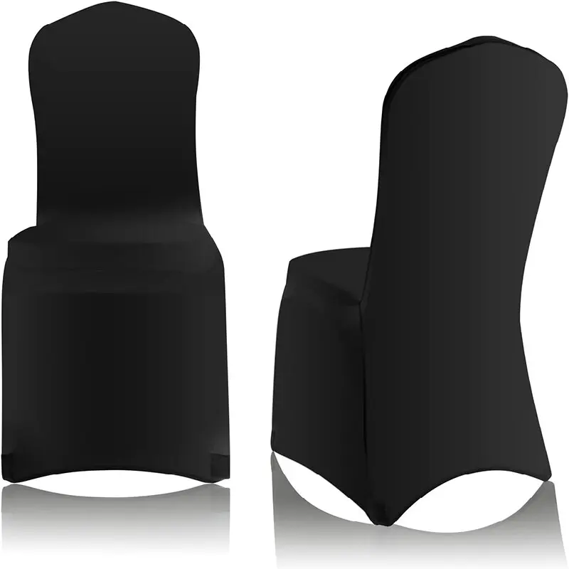 1/2Pcs Black Chair Covers Polyester Spandex Stretch Slipcovers for Wedding Party Dining Banquet Flat-Front Protector Cover Decor
