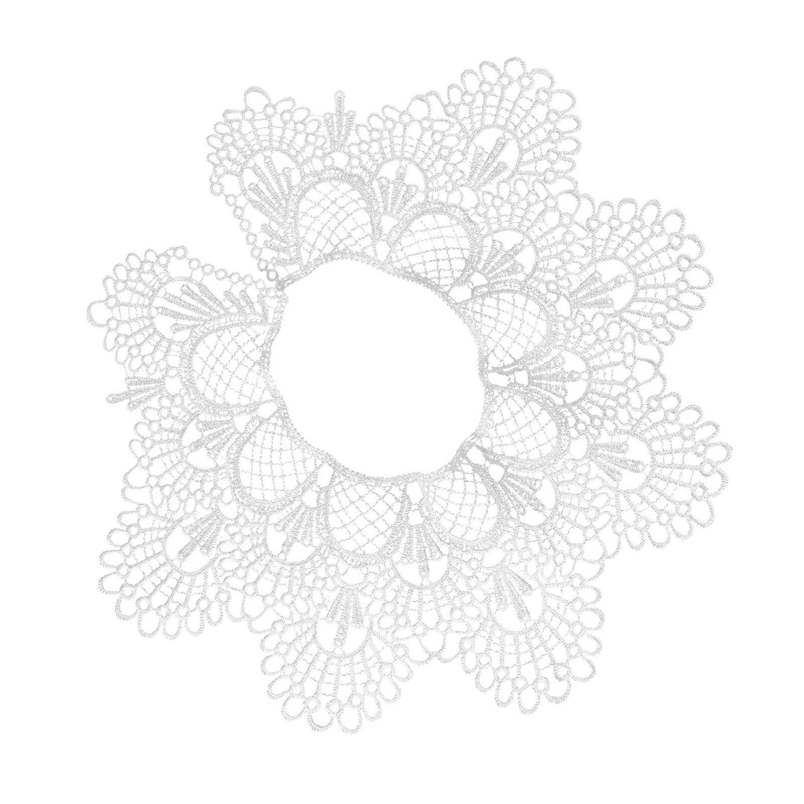 

2Pcs Lace Applique Ripple Shape Embroidered Neckline Collar White Elegant Floral Trim DIY Clothing Decor Lace Collar