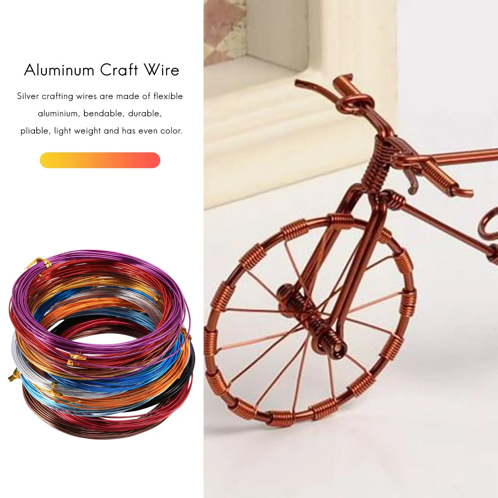 KSOL 12 Rolls Assorted Colors Aluminium for DIY Craft, 1 mm in Diameter 5 Meters Long