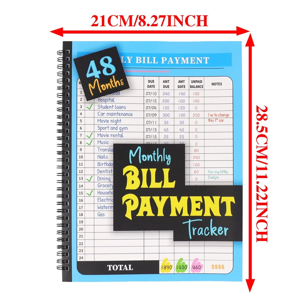 Household Expense Planner 48 Month Spending and Bill Tracker with Calendar and Debt Payoff Planner