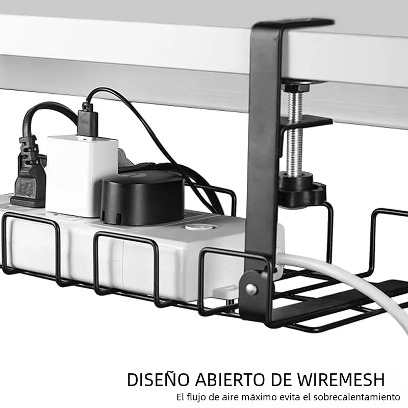 No Drill Cable Management Kit Adjustable & Removable Wire Organizer Under Desk with Ties for Office Home No Damage to Desk