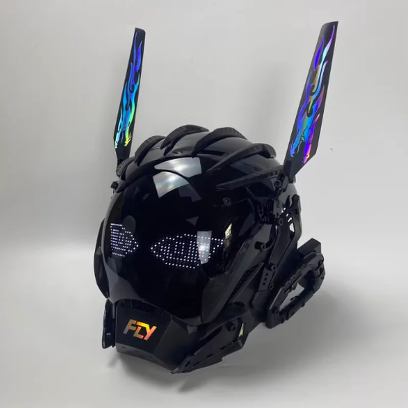 Cyberpop Punk Mask Cosplay Mechanical Helmet APP Controls Animated Text Display Screen Mask Role Play Bar Party Comic-con Props