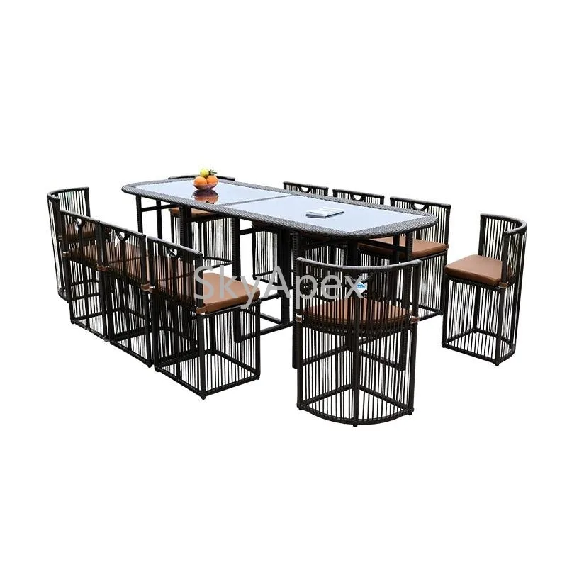 

Новый уличный двор, стол из ротанга, комбинация стульев, вилла, сад, отель, обеденный набор для двора, водонепроницаемый, устойчивый к ультрафиолетовому излучению, устойчивый к атмосферным воздействиям