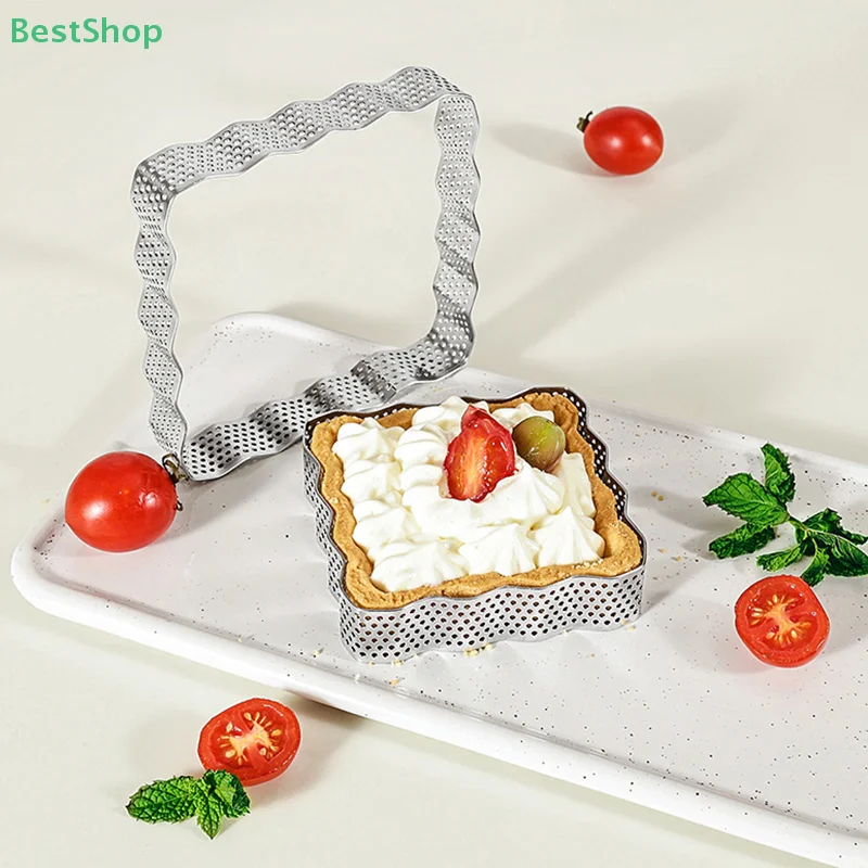 

Stainless Steel Square Tartlet Molds Bakeware Mousse Circle Mould Tart Ring Cake Mold Baking French Dessert Fruit Pie Tarte Tool