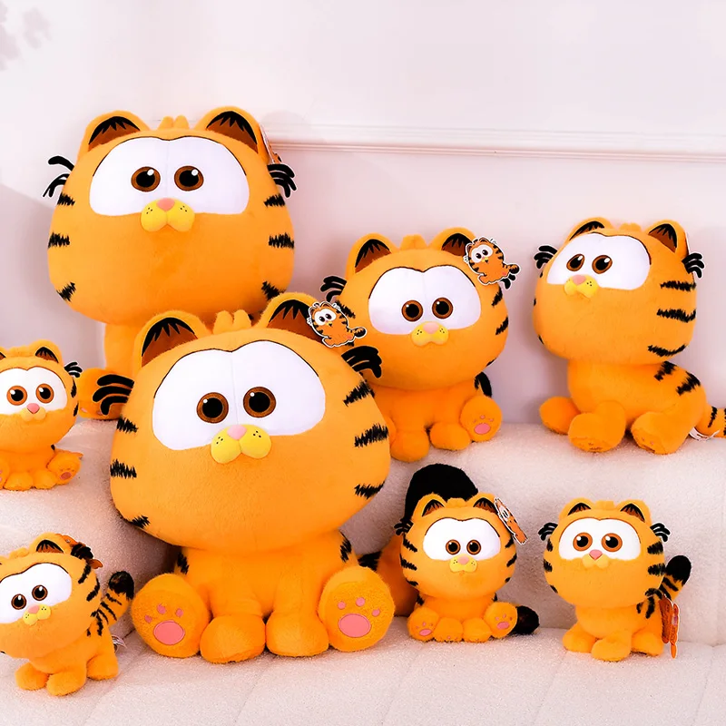 Miniso Garfield Angry Cat Plush Toy Animals Lazy Kitty Stuffed Doll Tiger Skin Simulation Cat Garfield Plushies Pillow Xmas Gift