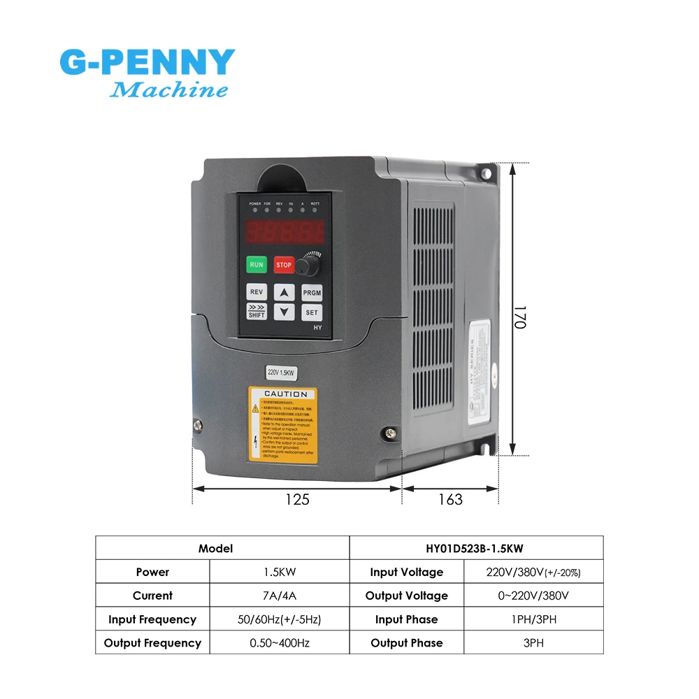 G-Penny 0.8kw Water Cooled Spindle Kit 800w ER11 4 bearings D=65mm & HY 1.5kw Frequency Drive &  65mm bracket & 75w water pump