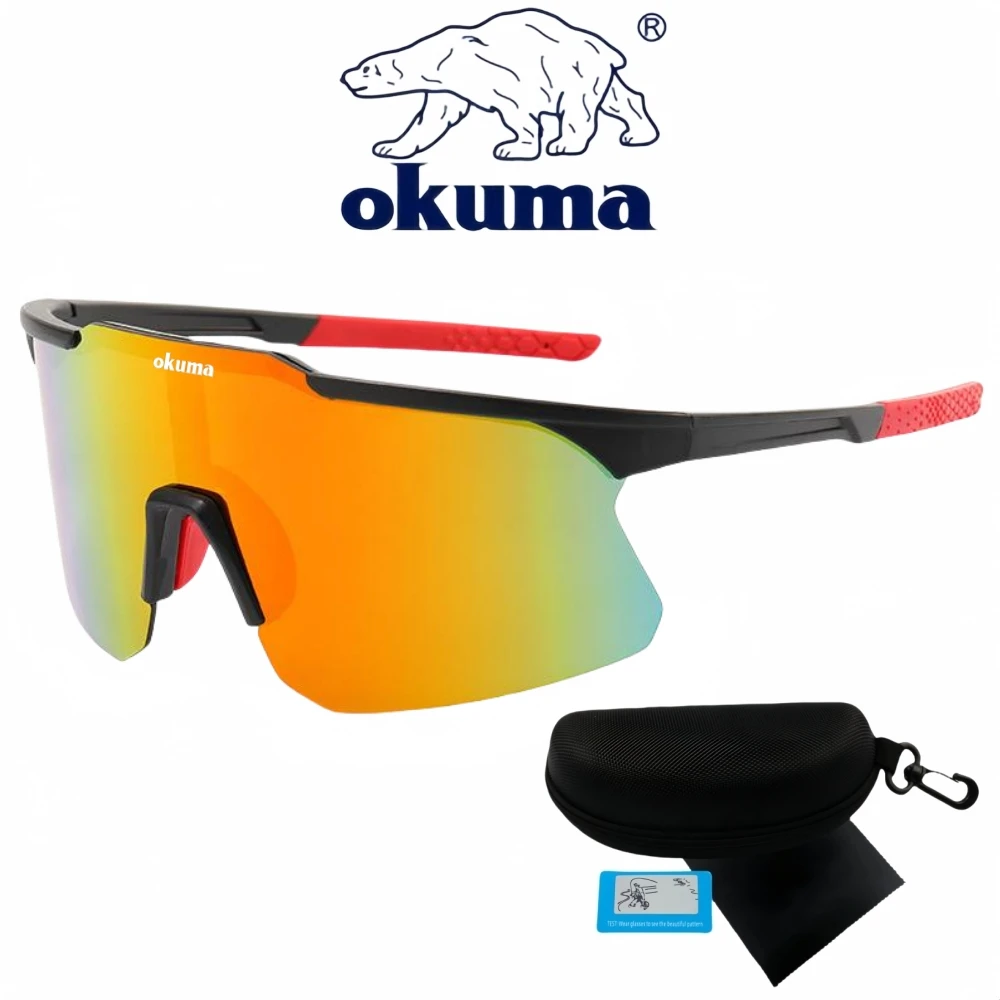 OKUMA Cycling Sunglasses Women Men Sports Glasses Riding Eyewear Mountain Bike Road Outdoor Lenses glasses case Fishing goggles