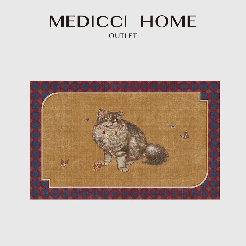Medicci Home Persian Cat Decorative Area Rugs  Sumptuously Rich In Color And Texture Art Deco Carpet Doormats For Porch Entryway