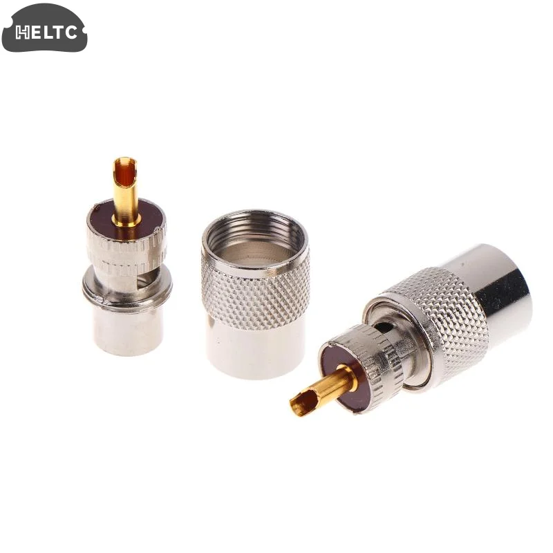 1Pc PL259 Solder Connector Plug With Reducer For RG8X/ RG213 Coaxial Cable Nickel Plated Brass Gold Contacts High Reliability