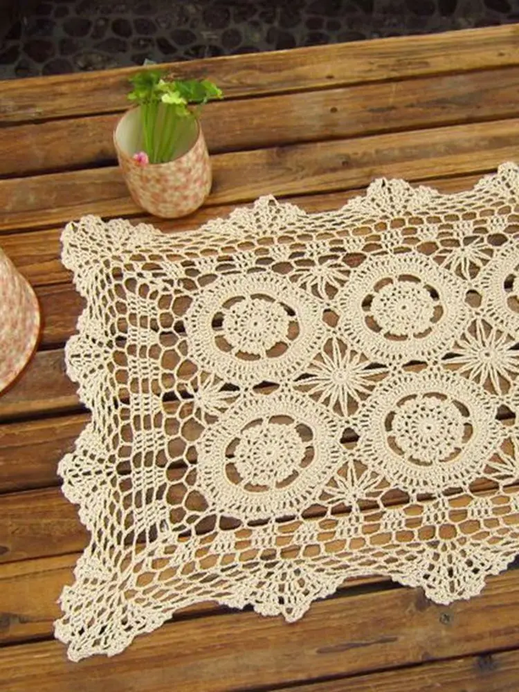 Handmade vintage look Crocheted placemat Runner Doilies