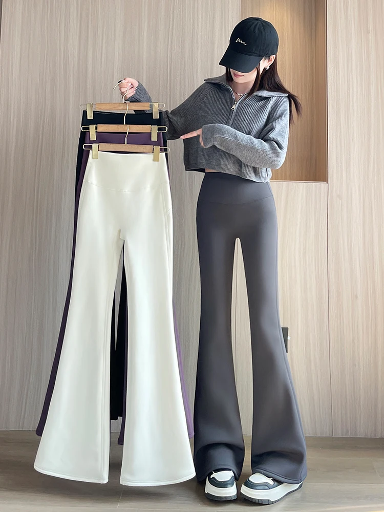 

Брюки для йоги с высокой талией, ультра-высокая эластичная легкая верхняя одежда, брюки-ковчелка, осень-зима, новые повседневные брюки с высокой талией, нет...