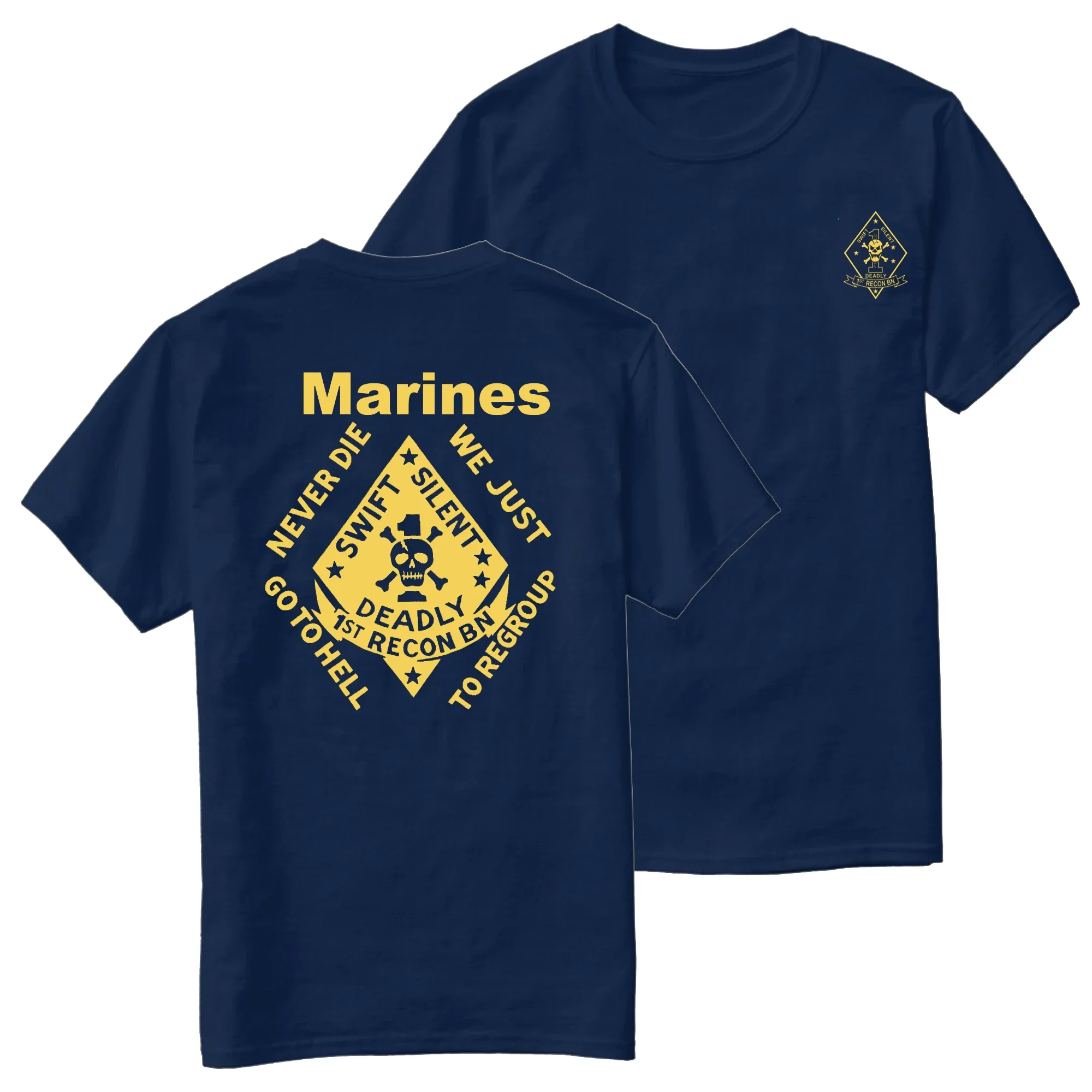 US Marines Corps 1st Recon Battalion T-Shirt 100% Cotton O-Neck Summer Short Sleeve Casual Mens T-shirt Size S-3XL