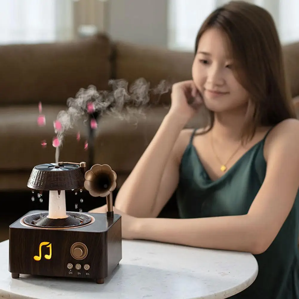 Ретро вращающаяся машина для ароматерапии с каплями дождя, Bluetooth-аудио, многофункциональная домашняя настольная машина для ароматерапии с маслом