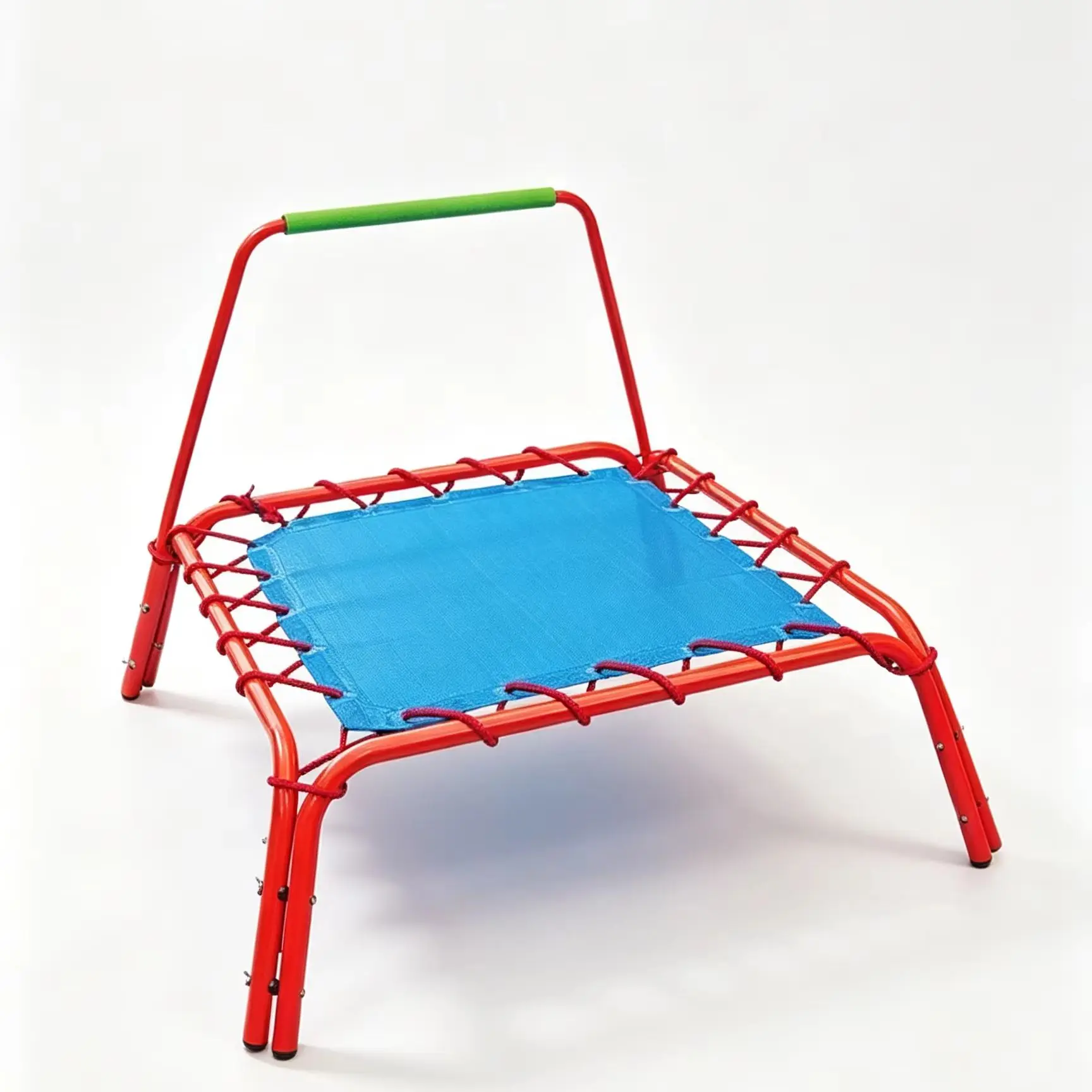 Square Kids Trampoline with Handrail Indoor Outdoor Toddler Exercise Jumping Bed Mini Children Fitness Trampoline