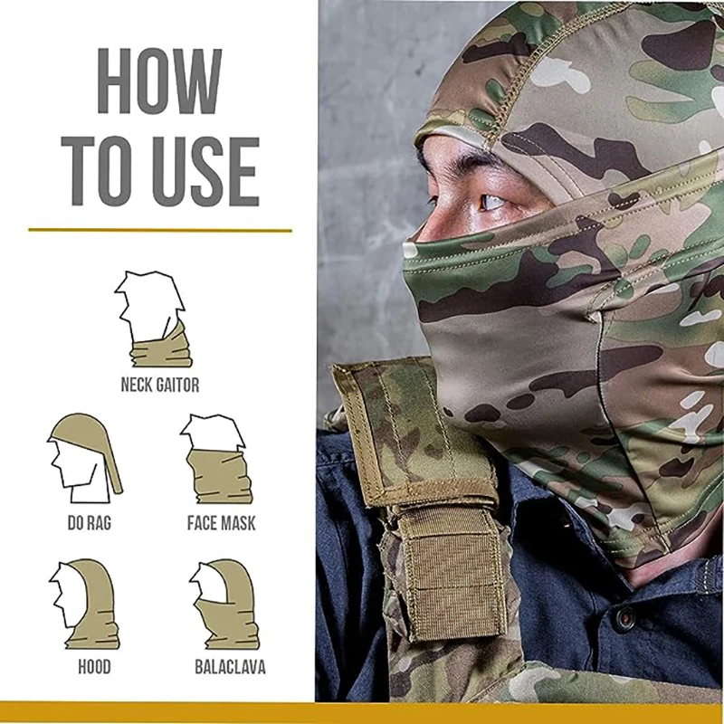 Onetigris Tactische Camouflage Bivakmuts Volledig Gezichtsmasker Hoed Fiets Fiets Camo Bandana Nek Gaiter