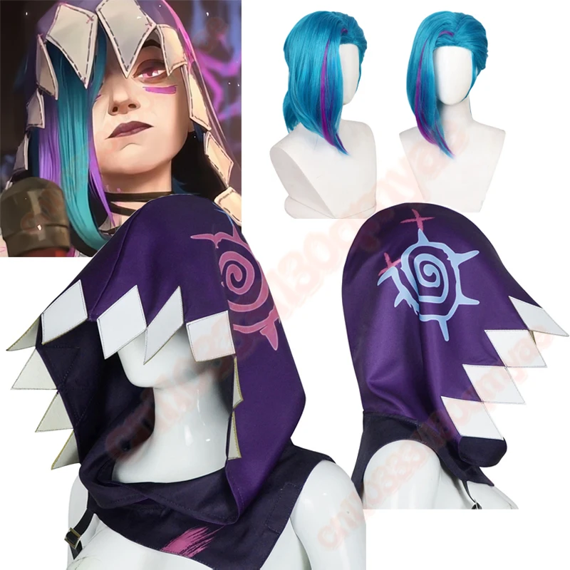 

LOL Arcane S2 Jinx Powder Cosplay Hooded Cape Costumes Hat Women Jinx League Of Legends Anime Game Halloween Costume