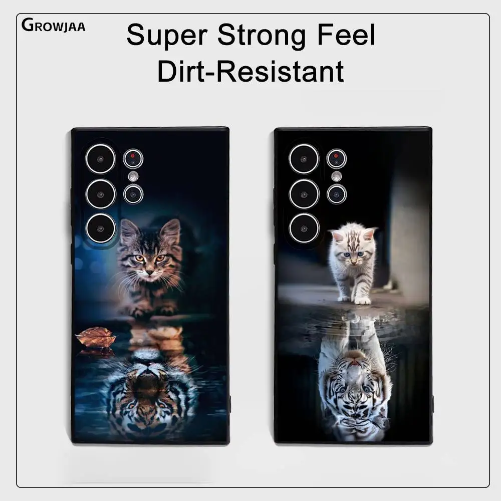 

Cute Big Cat Tiger Phone Case For Samsung Galaxy S25 S24 S22 S23 Ultra S21 S20 Plus 5G Frosted Non-Slip Full Cover Soft Case