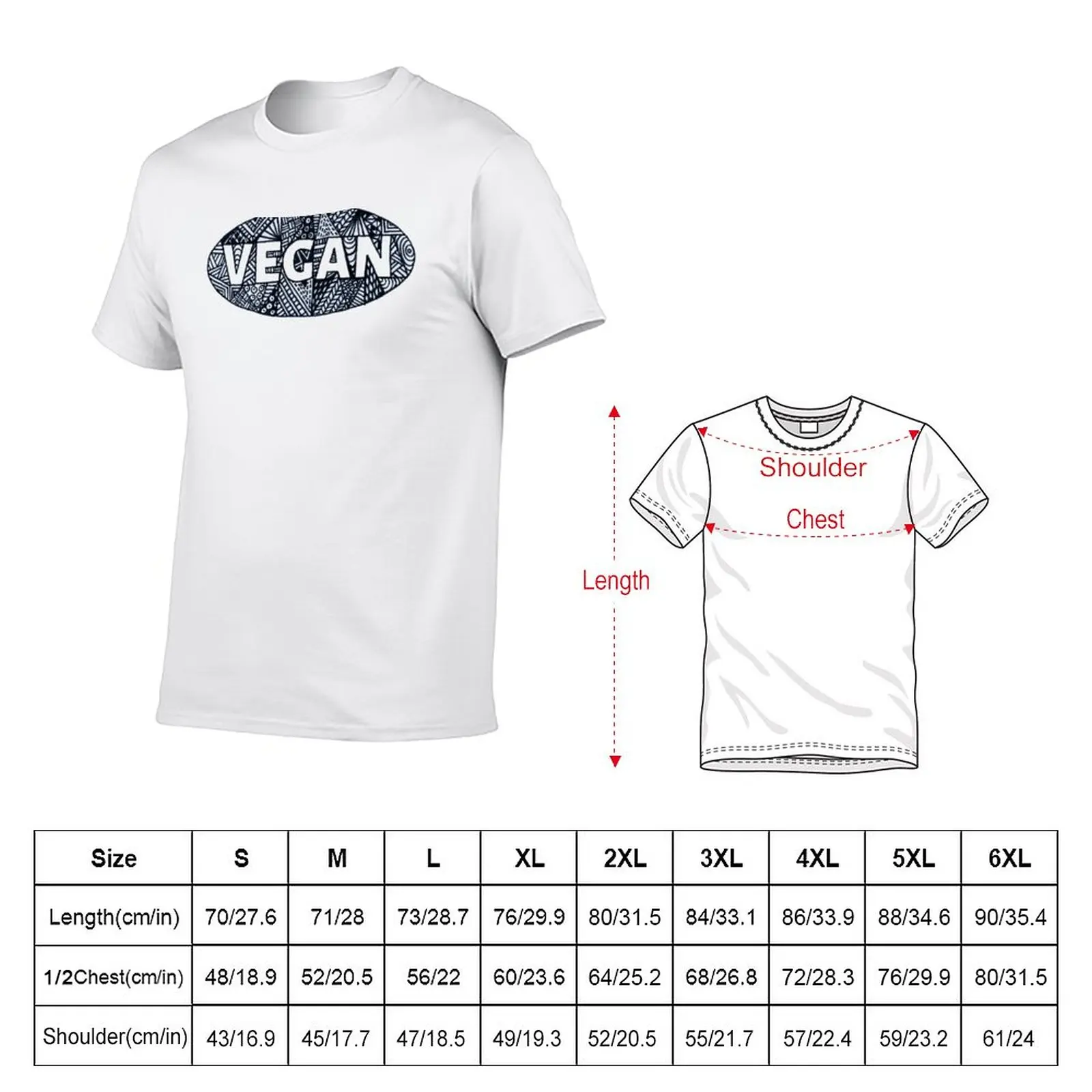 VEGAN - Hand Lettered Doodle Design T-Shirt Short sleeve tee Men's clothing