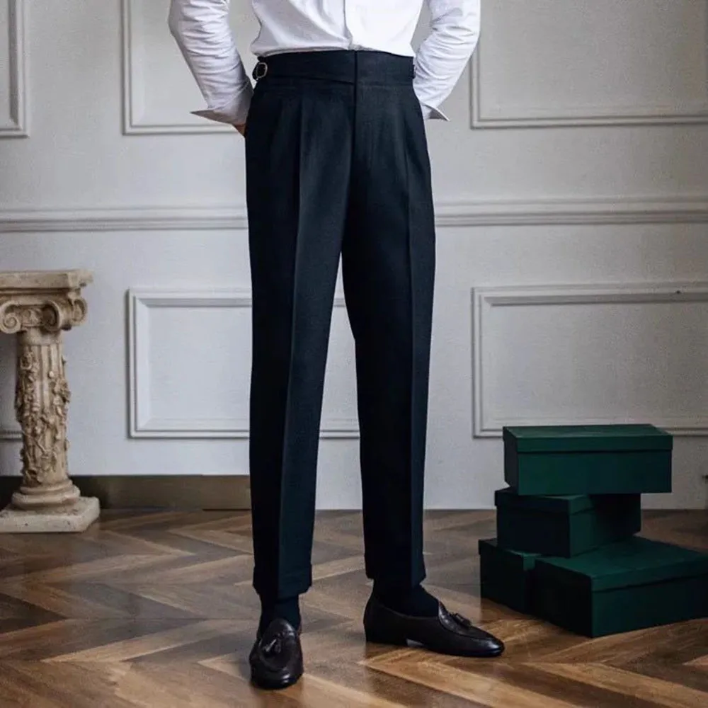 Mens Double Belt Suit Pants Genderless 2024 New British Temperament Versatile Comfortable High-Waisted Straight Trousers Unisex