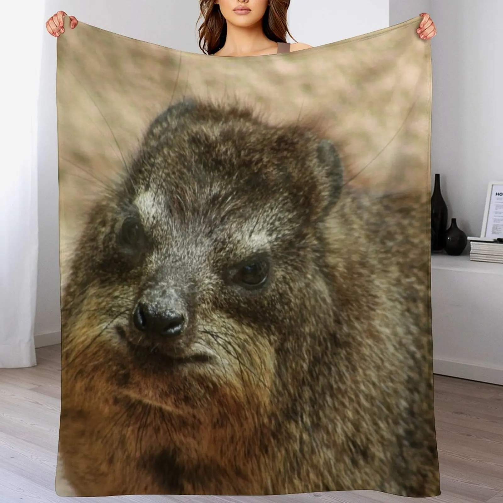 Close up of rock hyrax Throw Blanket Comforter Warm Blankets For Sofas Sofa Quilt Blankets