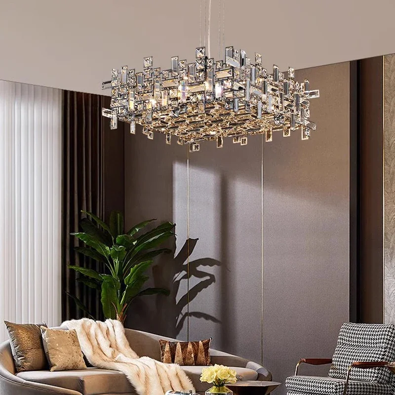 Luxury Chrome LED Crystal Chandeliers Home Villa Living Dining Room Lighting Decorate Indoor Ceiling Pendant Llights Fixtures - Image 5
