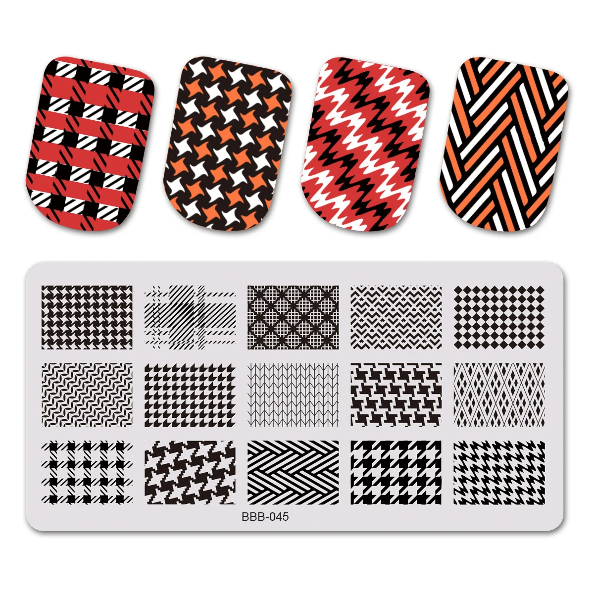 1PC Luxury Nail Art Stamping Plate Pattern DIY alphanume Checked Stripe Manicure Image Template Charm Nails Stencil Tools BPL041