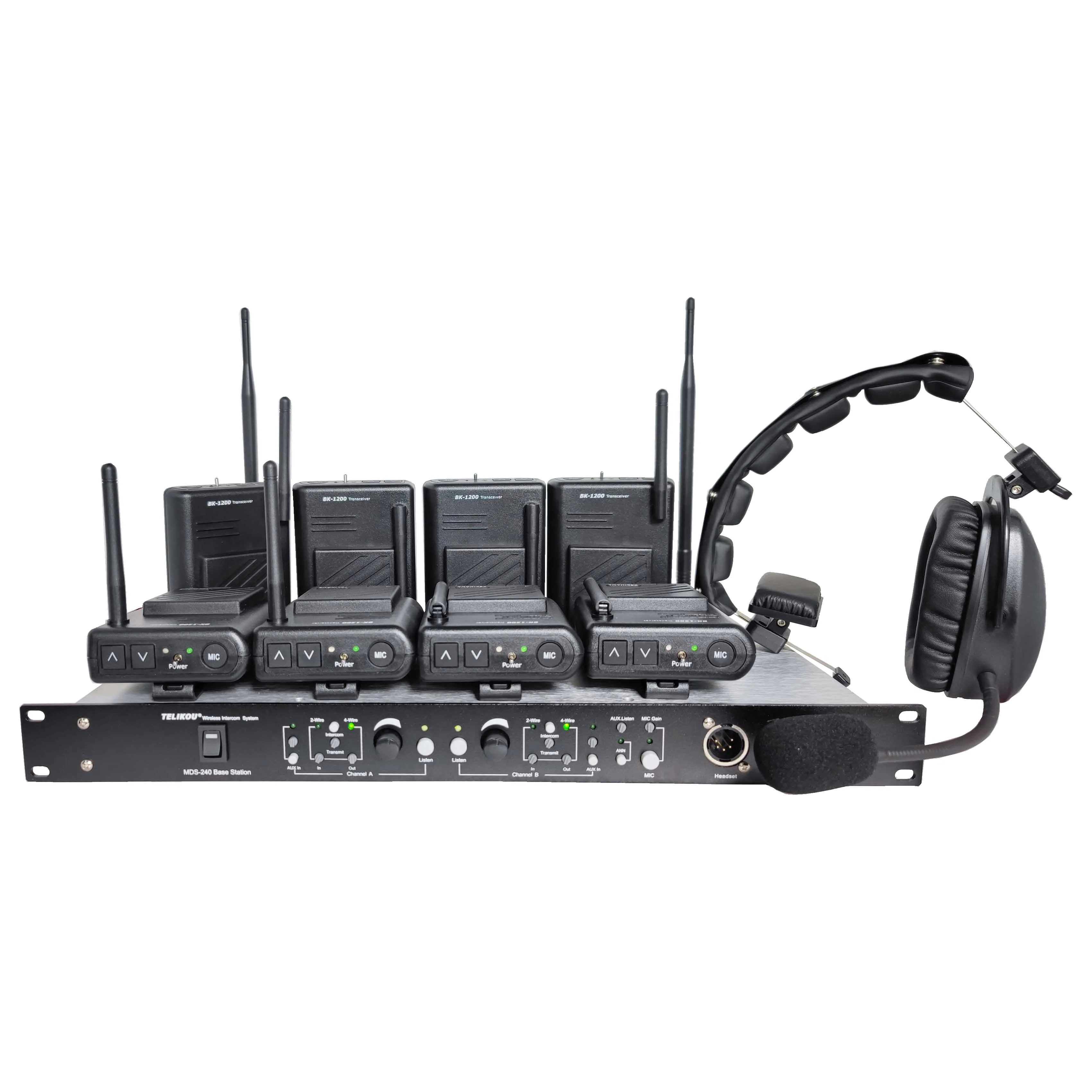 

TELIKOU MDS-240 | 433Mhz Wireless Intercom Package 8 Users Full Duplex Digital TV Station Film Broadcast Equipment