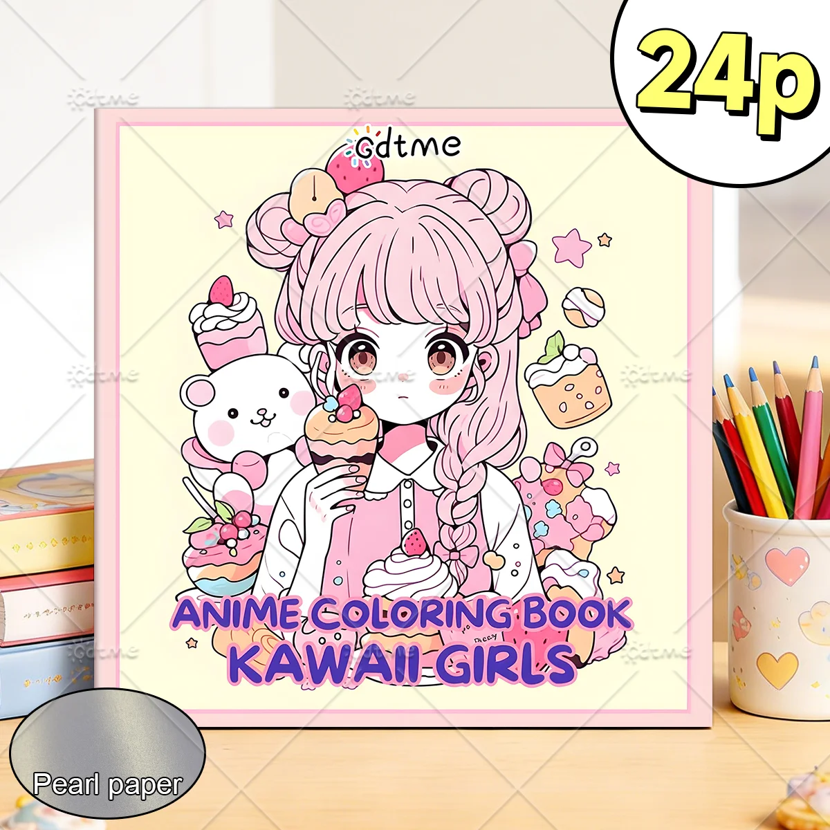 ANIME KAWAII GIRLS Bold-easy Patterns Coloring Book for Adults Cute Drawing Book Perfect Gift for Party and Birthday