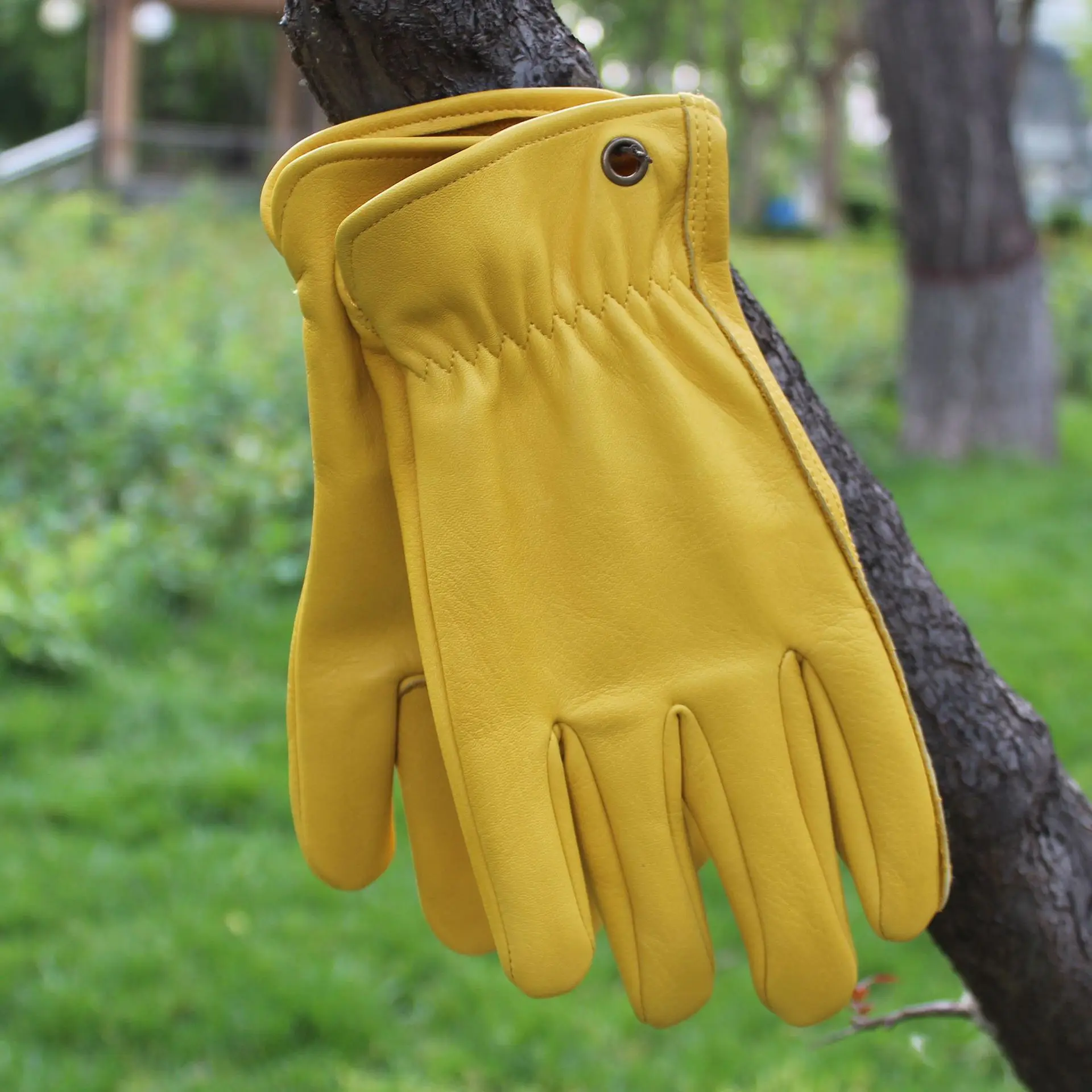 Leather Work Gloves Cow Split Leather Protect Gloves Mechanist Non Slip Gloves Gardening
