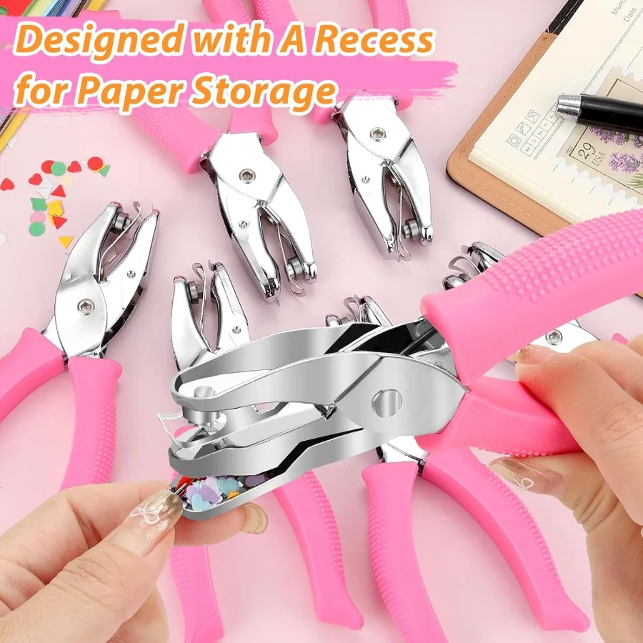 مجموعة 6 قطع من ثقب الحرف اليدوية بقطر 1 4 بوصة لمجلدات الورق ومشاريع القصاصات التي تتميز بنجمة القلب الدائرية