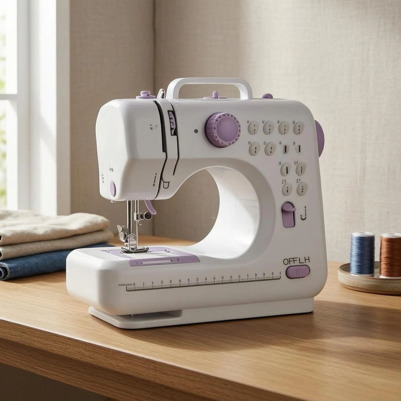 

Electric Sewing Machine Built-in Handle Compact Sewing Machine Stitch Selection Buttons Tabletop