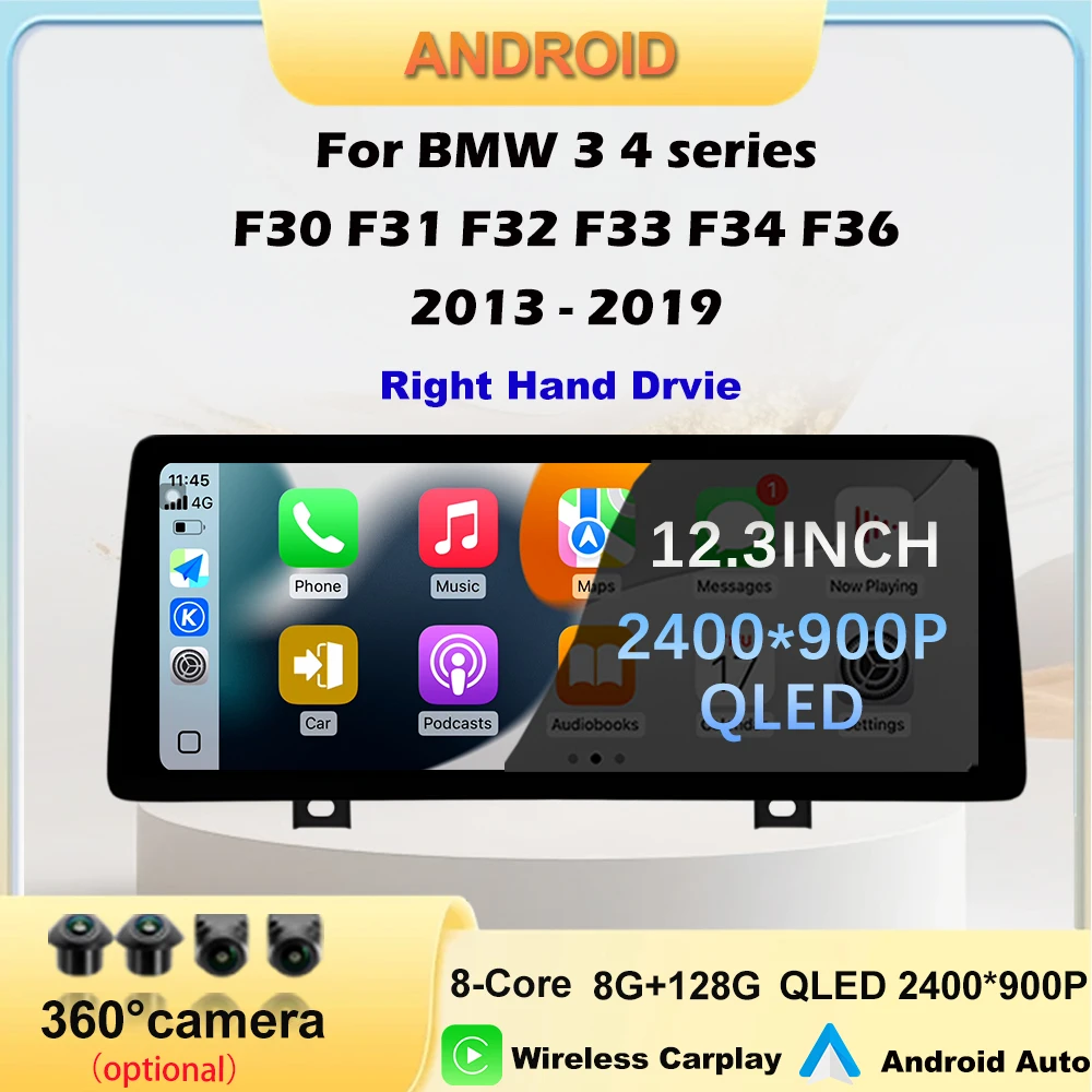 GPS Navigation WIFI 4G For Right Hand Drvie BMW 3 4 series F30 F31 F32 F33 F34 F36 2013-2019 NBT EVO System Touch Screen QLED BT