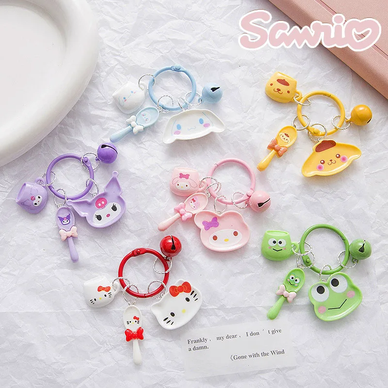 

Sanrio Hello Kitty Keychain Kuromi Mymelody Cinnamoroll Anime Keychain Cute Bell Car Keychain Accessories Key Chains for Women