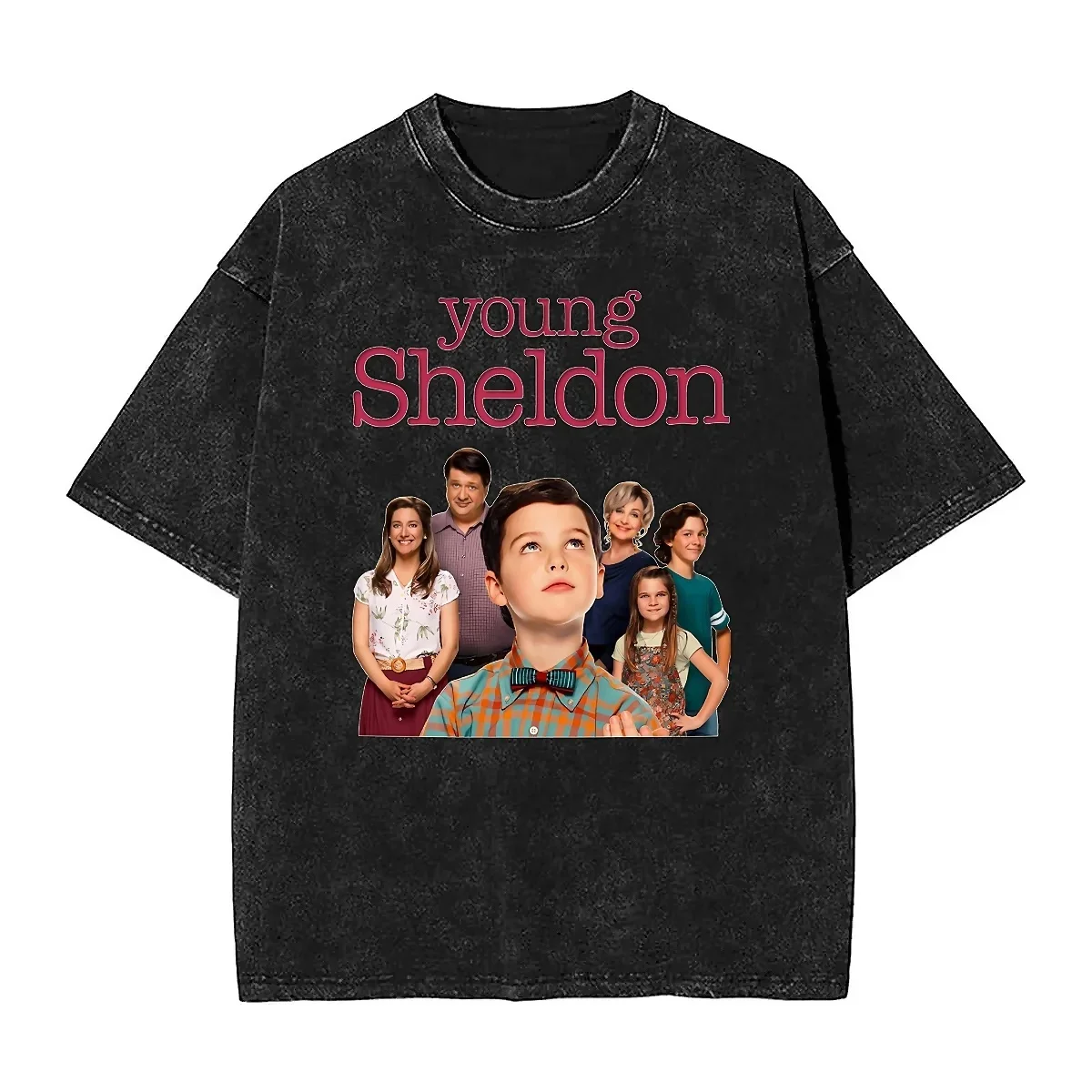 Oversized Washed T-Shirt Funny Young Sheldon TV Show Print Cotton T Shirts Tee Shirt for Unisex Summer Y2K Classic Clothing