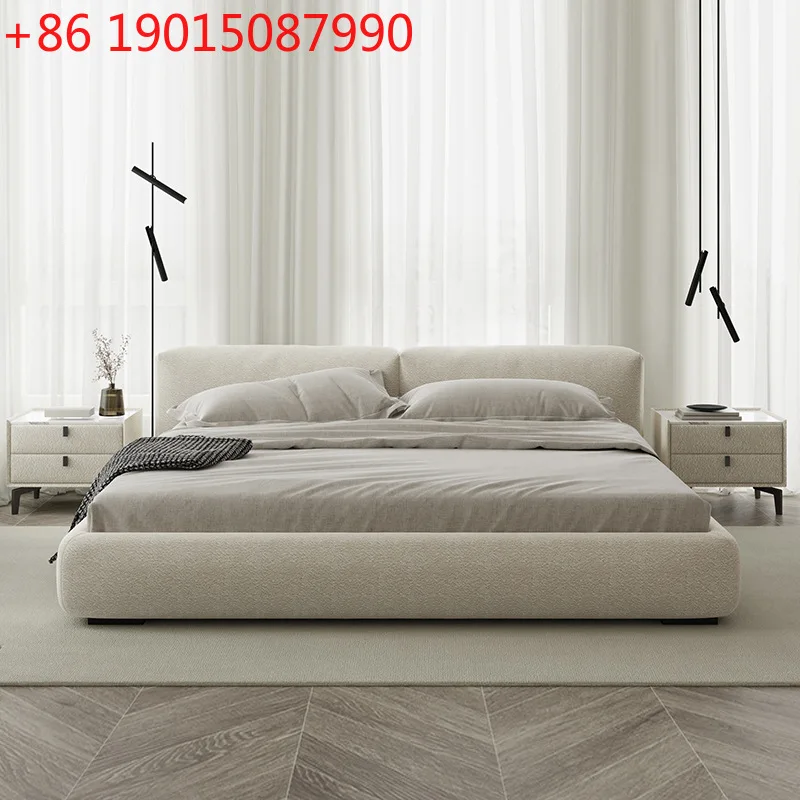 

Тканевая кровать с татами в стиле ваби-саби, современная простая интернет-вилла знаменитостей, главная спальня из блоков тофу, большая двуметровая кровать