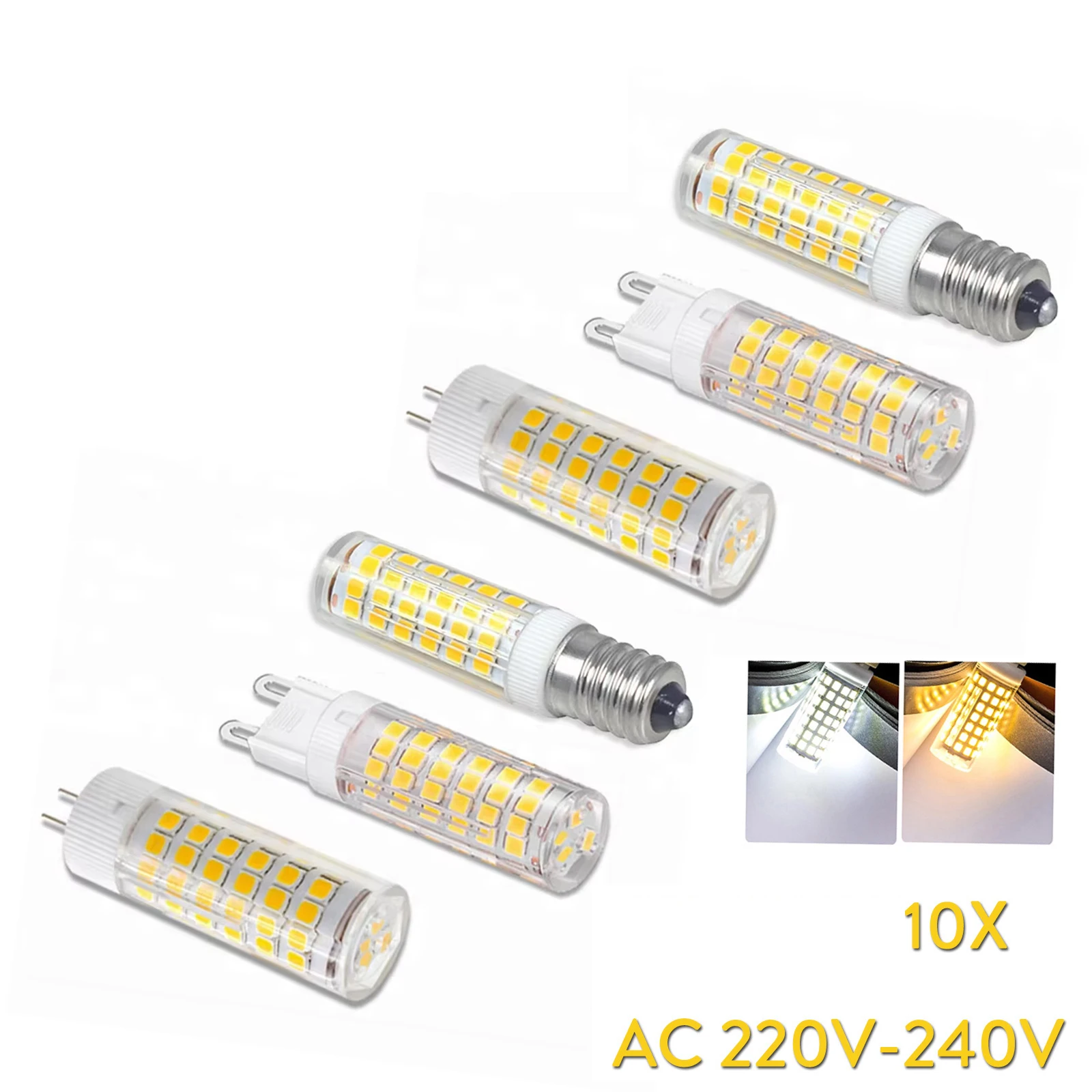 10 PCS LED電球ランプG 4 G 9 E 14 5 w 8 w 12 wセラミック非ミニ冷ガラスランプコーン置換シャンデリア輝度結晶