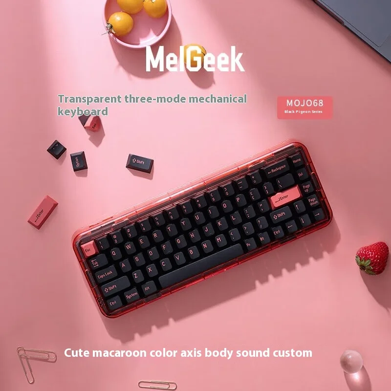 MelGeek MOJO68 Black Dove 3 Mode Wireless Bluetooth  Mechanical Keyboard Customized Gasket Hot Swap Custom RGB  for E-sports