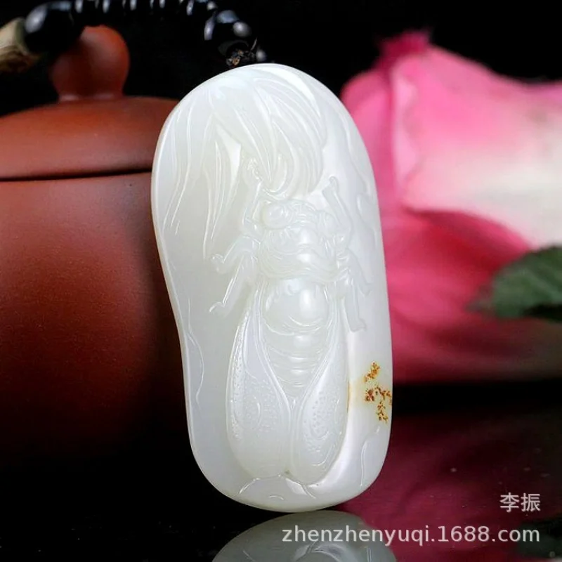 Hotan pendant and , natural white jade handpiece, seed material