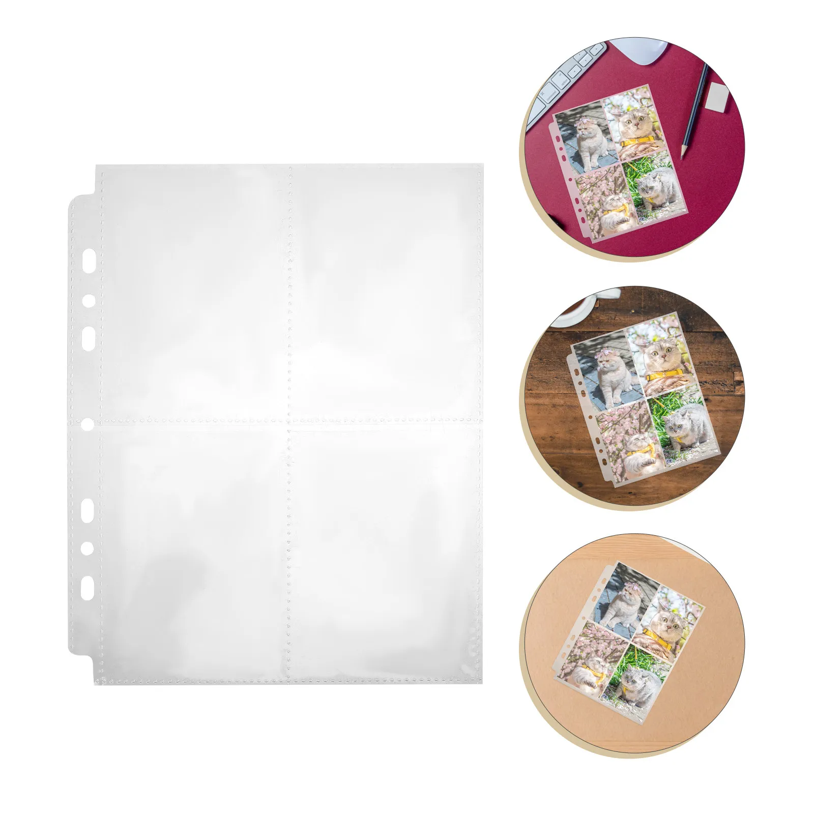 10Pcs Clear Binder Photo Sleeves A5 Plastic 7 Ring Heavy Duty Photo Album Refill Pages Baby Wedding Family