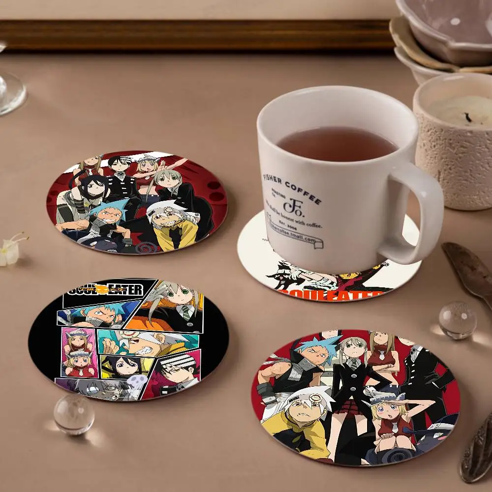 Fantasy Anime Soul Eater Retro Wooden Cup Mats Elements Colour Printing Cup Coasters Home Kitchen Decora Gifts