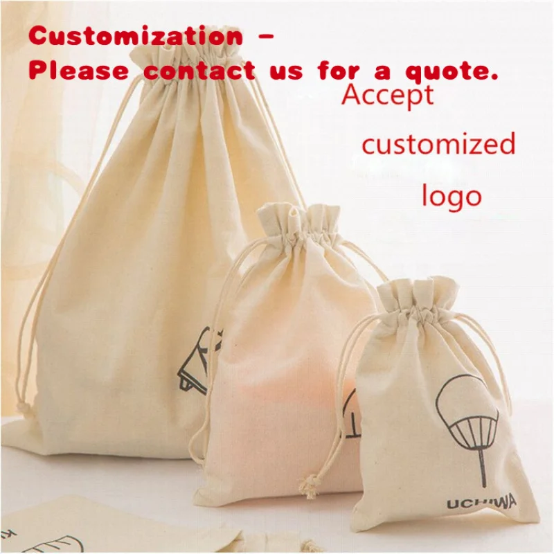 

custom.Printing Nature Cotton Jewelry Pouches With Cotton Rope