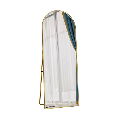 Comanlai Curved Frame Full Length Mirror 162×53cm/165x60cm/180x80cm Golden Standing Mirror Floor Mirror Full Body Mirror