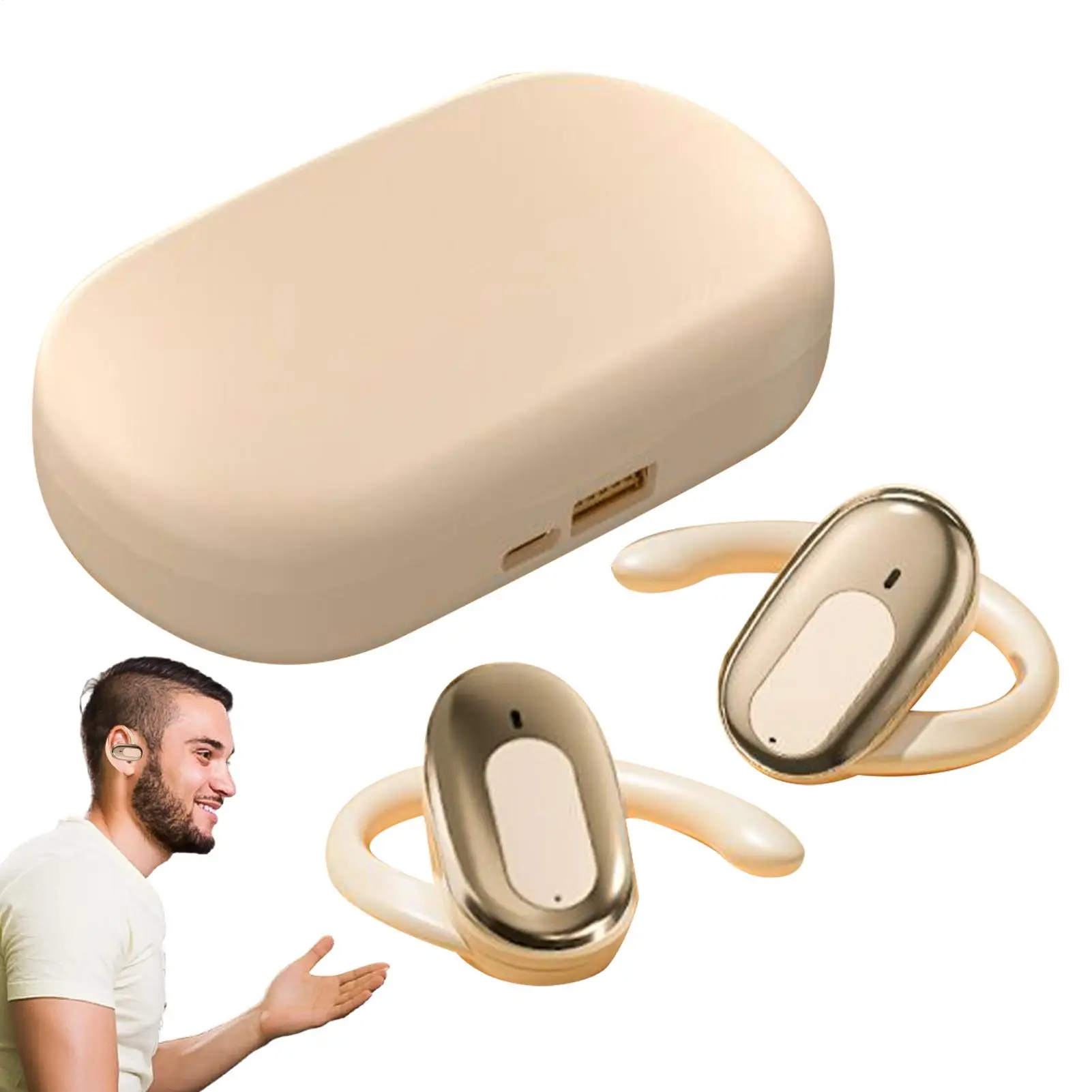 

Clip Earbuds Comfort Wireless Headphones Smart Waterproof Long Battery Life Noise Reduction Earphone For Adults Women Game